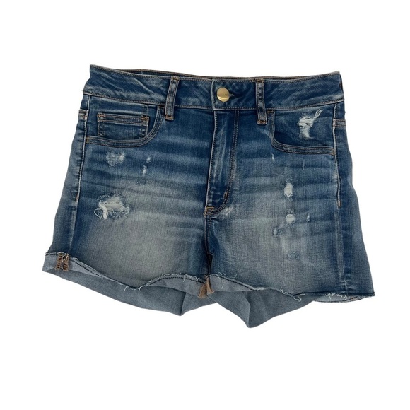 American Eagle Outfitters Women’s High Rise Shortie Stretch Jean Shorts Size 8 - Picture 1 of 5